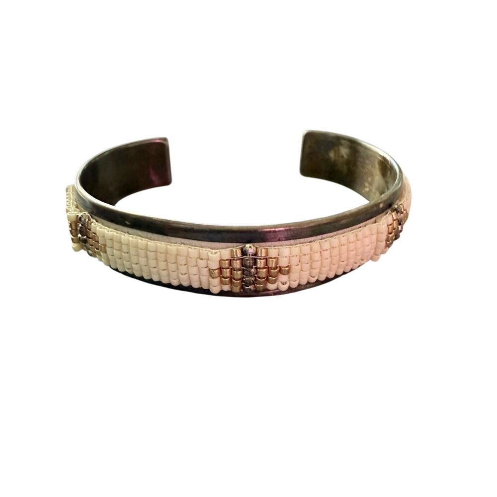 Chan Luu 925 Sterling Silver Beaded Cuff Bracelet